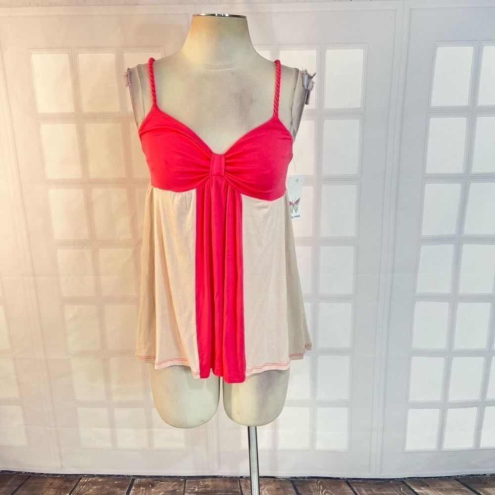 Ella Moss NWT pink cream jersey color block summer tank blouse size medium